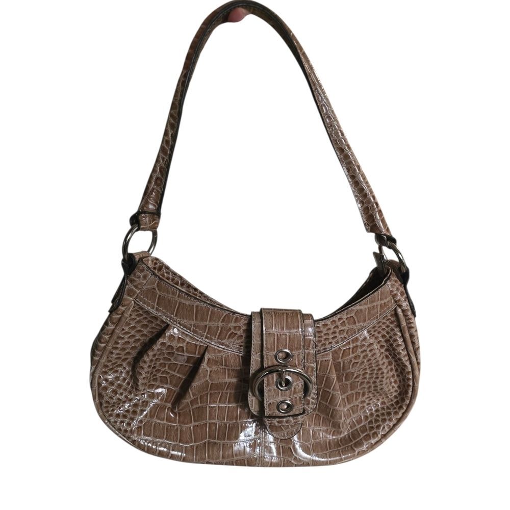Nine West Faux-Crocodile Embossed Buckle Hobo Bag